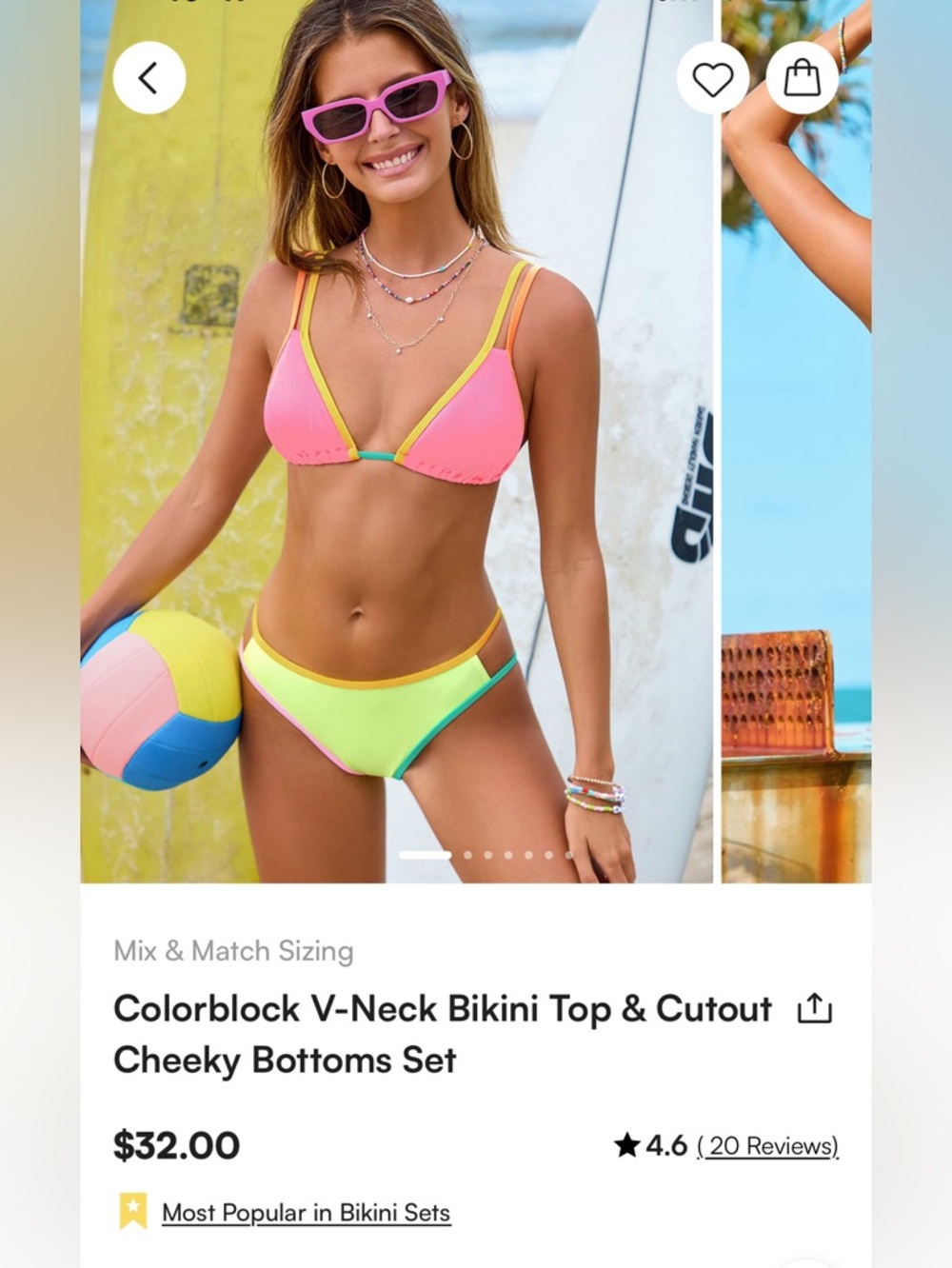 NWT Cupshe Colorblock Bikini Set